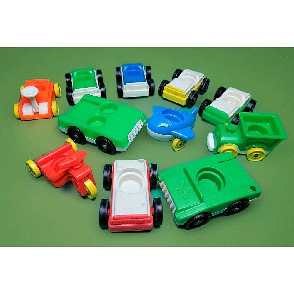 VINTAGE 1960-70's Fisher Price Little People Vehicles Lot of 11 Plane Train Auto